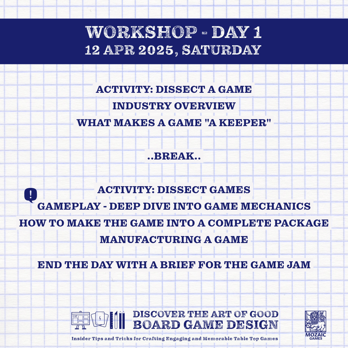 TWO DAY BOARD GAME DESIGN WORKSHOP | 12-13 APR 2025 | SAT - SUN | 14TH EDITION
