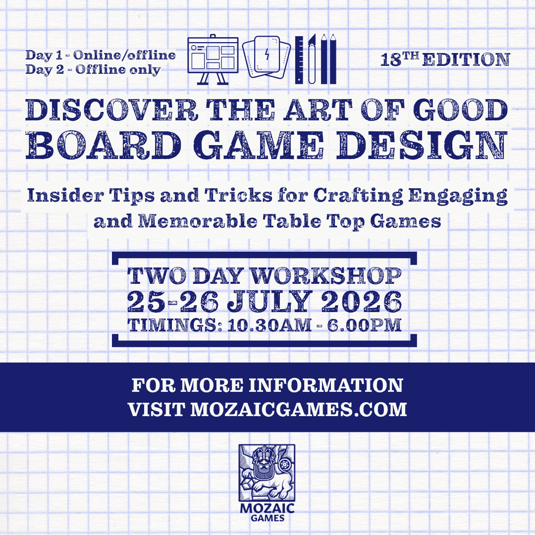 TWO DAY BOARD GAME DESIGN ONLINE WORKSHOP | 25-26 JULY 2026 | SAT - SUN | 18TH EDITION