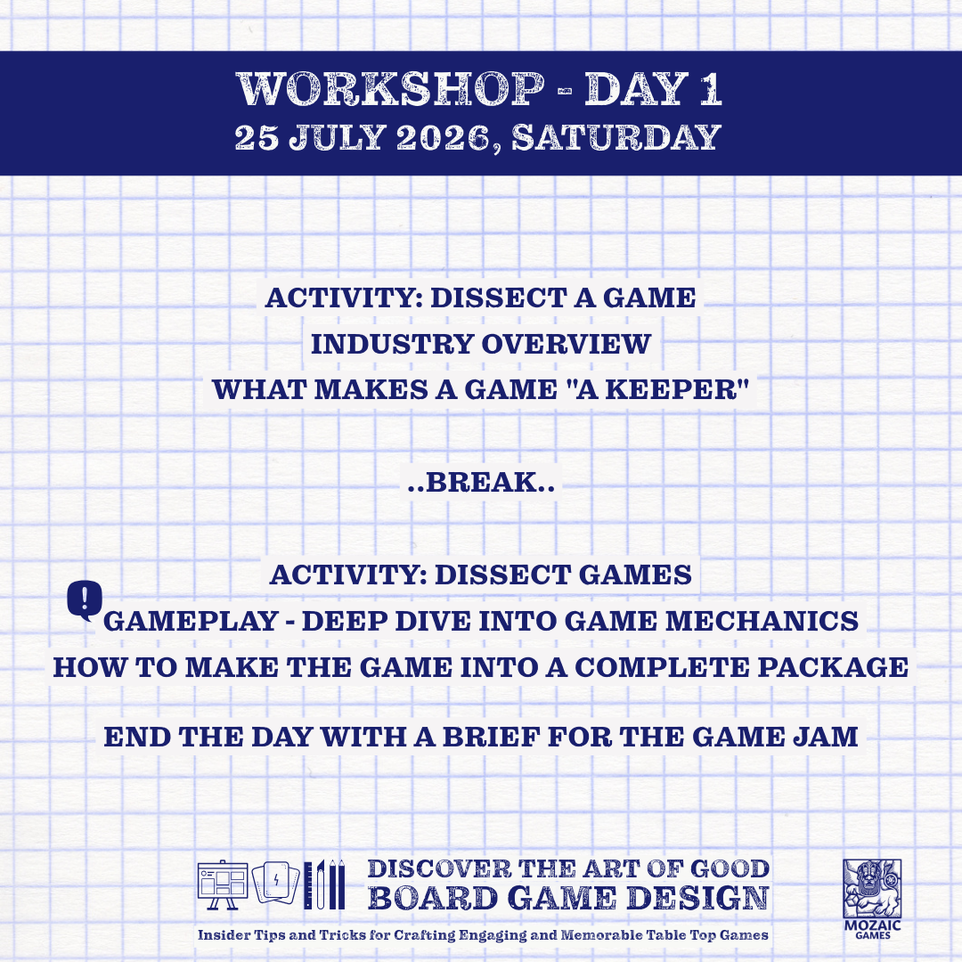 TWO DAY BOARD GAME DESIGN ONLINE WORKSHOP | 25-26 JULY 2026 | SAT - SUN | 18TH EDITION