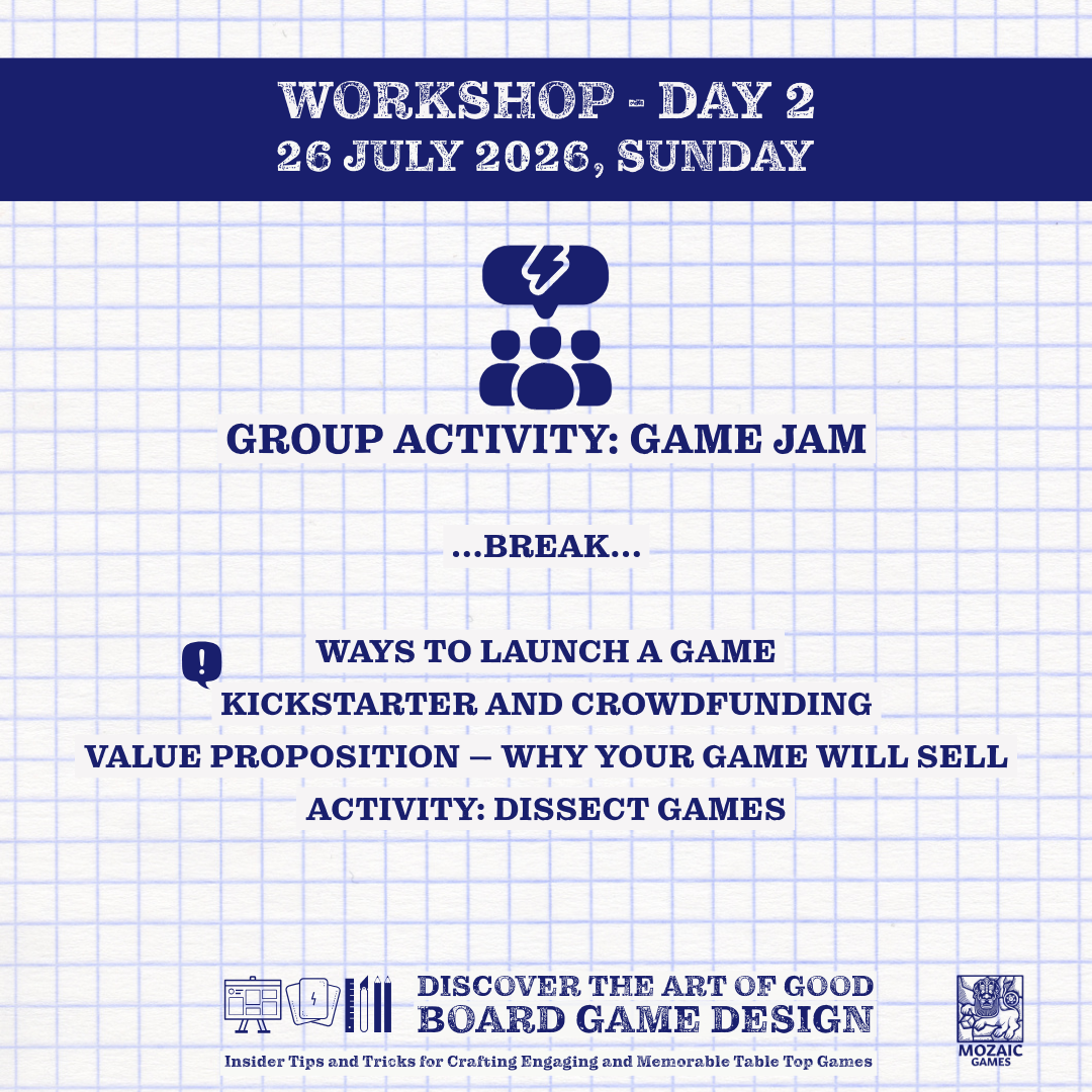 TWO DAY BOARD GAME DESIGN ONLINE WORKSHOP | 25-26 JULY 2026 | SAT - SUN | 18TH EDITION
