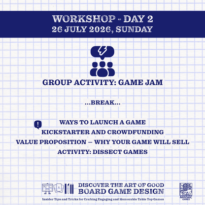 TWO DAY BOARD GAME DESIGN ONLINE WORKSHOP | 25-26 JULY 2026 | SAT - SUN | 18TH EDITION