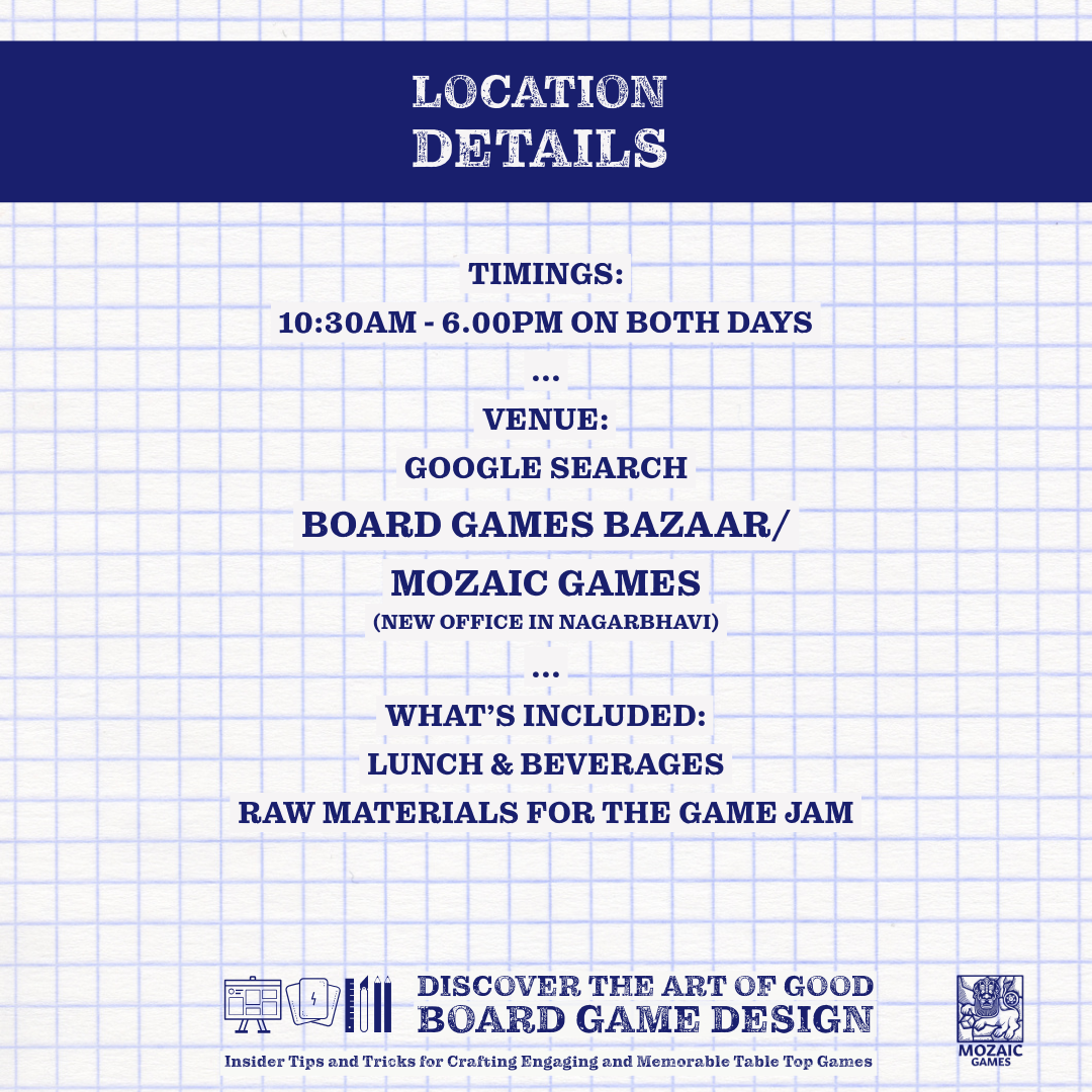 TWO DAY BOARD GAME DESIGN ONLINE WORKSHOP | 25-26 JULY 2026 | SAT - SUN | 18TH EDITION