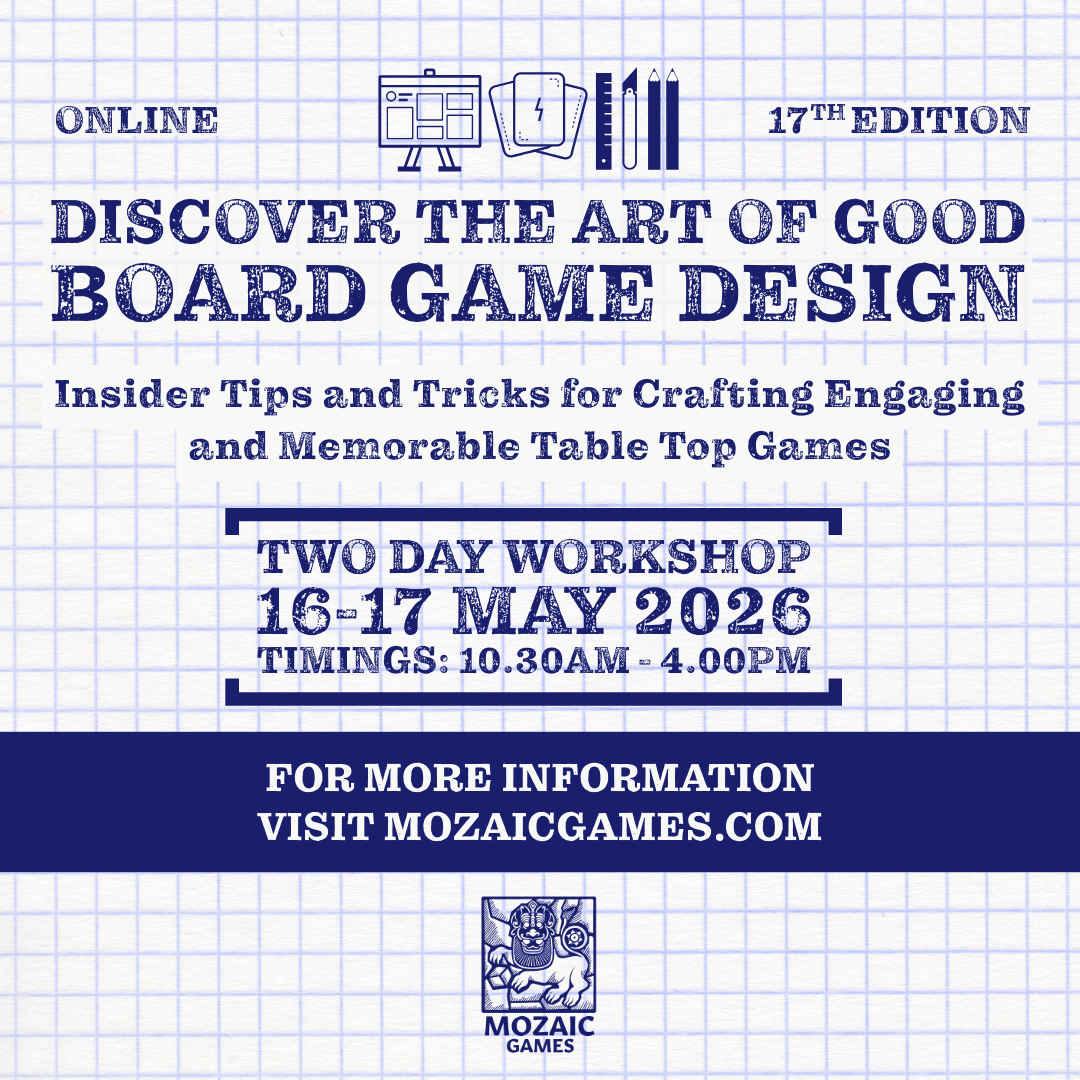 TWO DAY BOARD GAME DESIGN ONLINE WORKSHOP | 16-17 MAY 2026 | SAT - SUN | 17TH EDITION